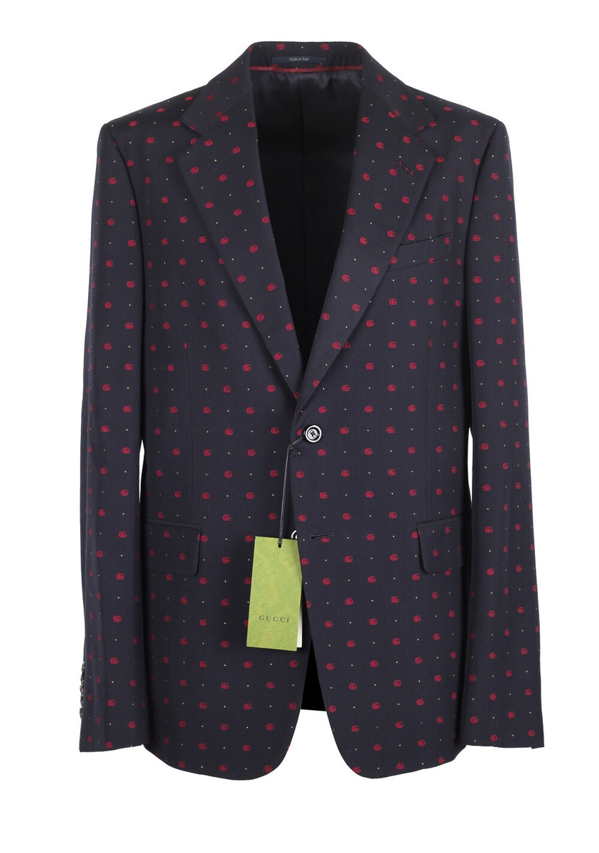 【関税&送料込み】Gucci Suits Gucci Blue Red GG Signature Suit Size 46 IT / 36R U.S. New