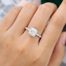 Round cut Moissanite engagement rose gold Vermeil vintage Unique wedding ring