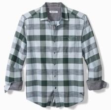 NWT's Tommy Bahama Flannel Canyon Beach Buffalo Plaid Green Blue 3XLB Shirt 158