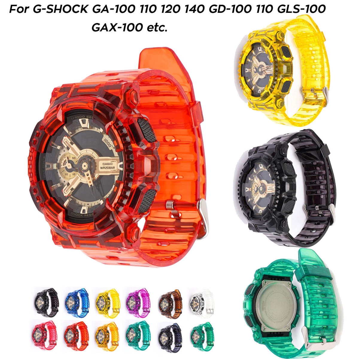 Protective Case Strap Set for Casio G SHOCK GA 110 120 GD GLS GAX 100 TPU Bands