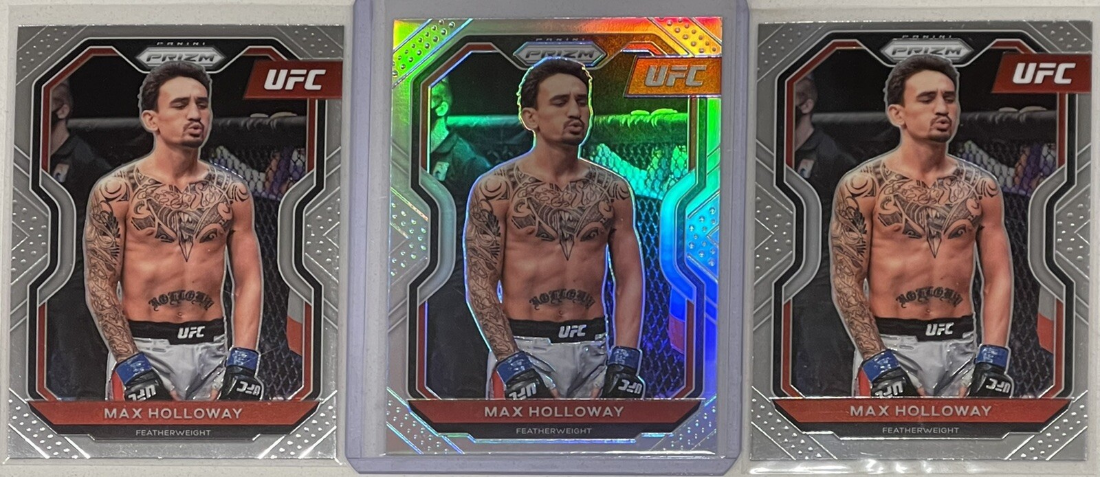 2021 Panini UFC Prizm #77 Max "Blessed" Holloway Silver Prizm Refractor SP Debut