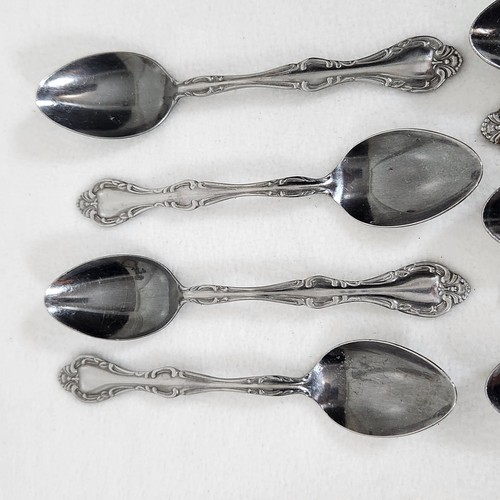 Vintage Imperial International 8 Rockingham Stainless Flatware Teaspoons MCM - Picture 3 of 6