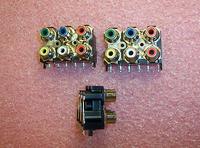 QTY (10) 6 WAY PCB FEMALE RCA JACKS GREEN-YELLOW-BLUE-WHITE-RED-RED RCA-268N1-14