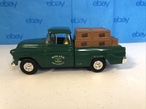 1955 Chevy Pickup John Deere Midland Implement Truck Bank 1:25 Scale In Box - Picture 1 of 11