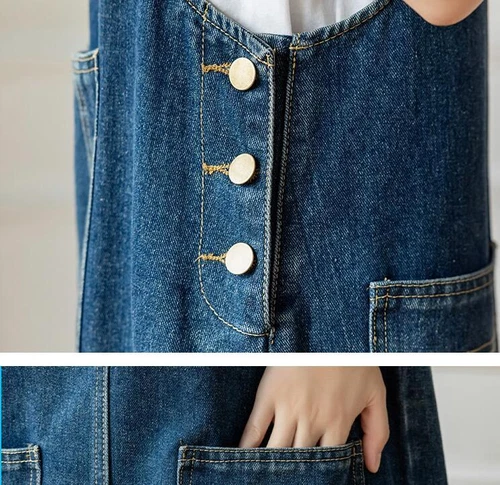 Damen Freizeit Jeansrock Overall Kleid Schürze Straps Latzkleid Geschenk- - Bild 10 von 18