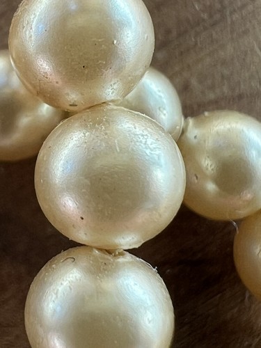 VINATAGE Marvella Signed Double Strand Cream Faux Pearl Choker Necklace. Heavy. - Picture 7 of 8