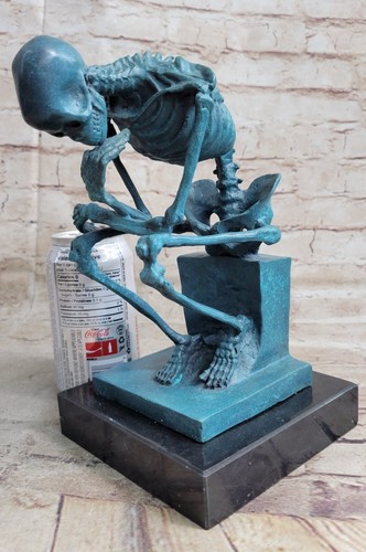 Outstanding Vintage French bronze Skull skeleton desk Top Marble Sculpture Gift - 第 2/7 張圖片