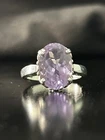 Vintage Ring Size 8 Silver Sterling Signed Kabana Purple Amethyst Gemstone