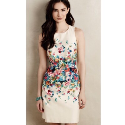 Anthropologie Maeve Tea Garden Sheath Dress Size