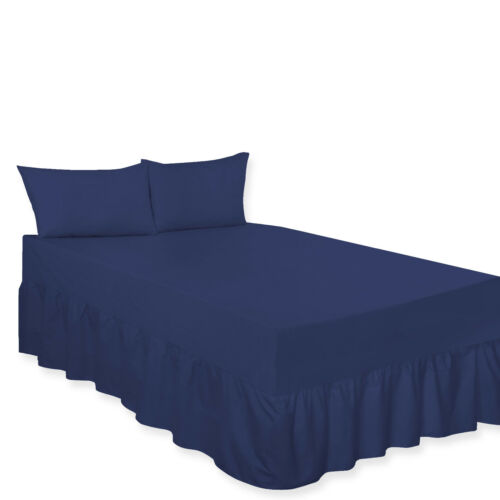 Sábana de cama cenefa ajustada teñida lisa tallas de poli-algodón individual doble King&S.king - Imagen 6 de 31