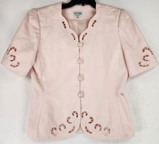 Kasper Jacket Womens 14 Pink Floral Grannycore Scalloped 80s vintage Blazer