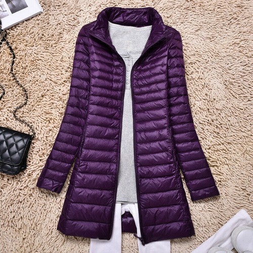 Parka Ultraligera Empacable Mujer Larga 90% Plumón de Pato Chaqueta Abrigo Abrigo Puffer C - Imagen 21 de 27