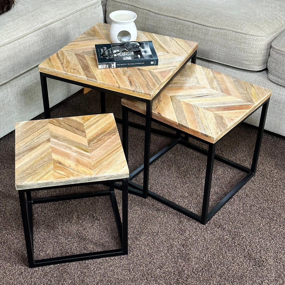 Herringbone on sale side table