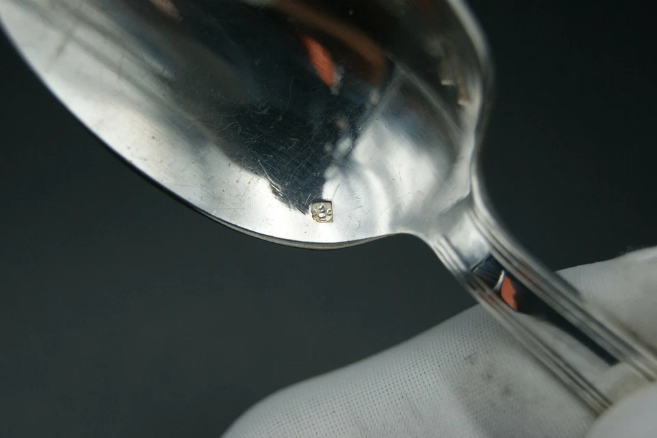 CHRISTOFLE HUDSON 6 CUCHARAS DE TÉ DE CAFÉ CHAPADAS EN PLATA ART DECO LUSTER - 1939 FRANCIA Foto 3 de 4