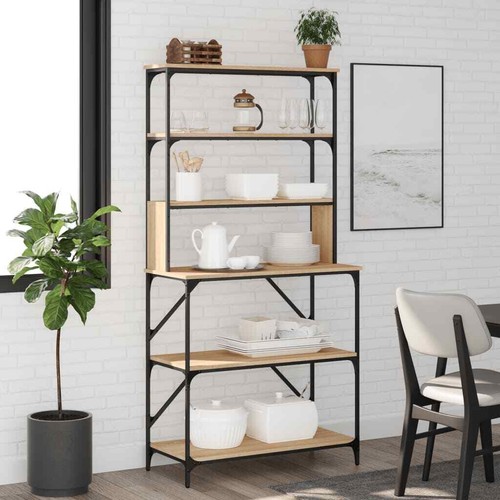 Bäckerregal 6 Fächer Küchenregal Gewürzregal Standregal Holzwerkstoff vidaXL - Bild 16 von 66