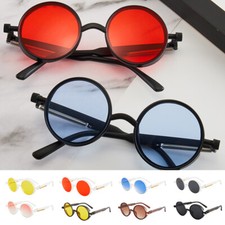 Retro Steampunk Sunglasses Vintage Gothic Inspired Round Metal Circle Glasses A 