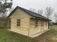 26x12 Delux Timber Framed Outbuilding Workshop Double Porch With Logstore
