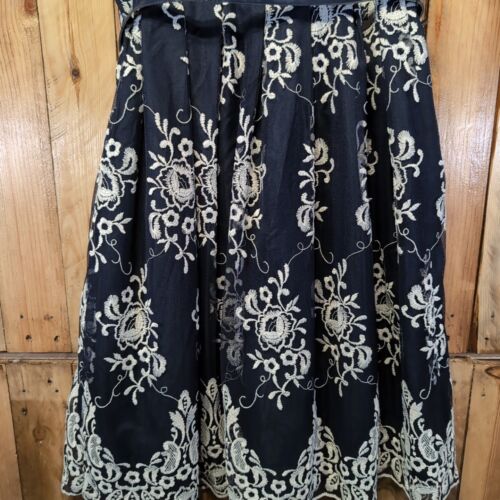 Monsoon Damenkleid Spitze Anlass dunkelblau weiß bestickt A-Linie Größe 14 - Bild 15 von 16
