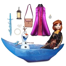 Disney Store Exclusive Frozen 2 Anna Playset Ice Boat Satin Dress Gown Olaf Gift