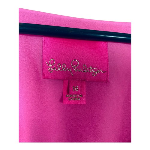Lilly Pulitzer Martha Mini Dress Womens 16 Pink V Neck Ruffle Short Sleeve - Picture 4 of 7