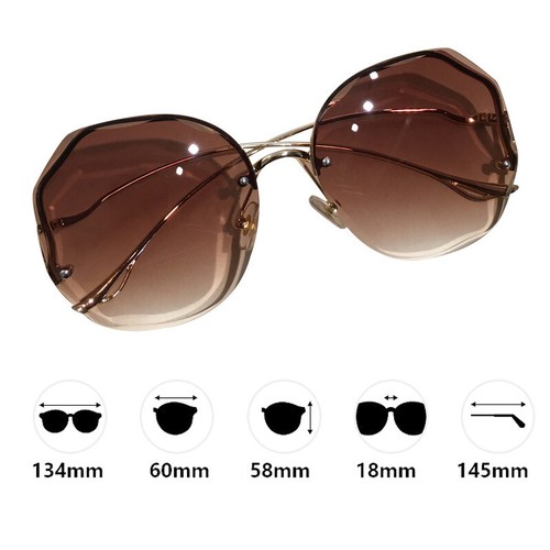 2022 Luxury Rimless Square Sunglasses Oversized Fashion Outdoor Shades UV400 - Picture 31 of 39
