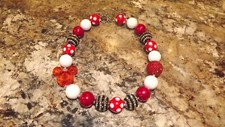 Disney Minnie chunky Beaded necklace. Red White and Black Mickey Minnie Necklace