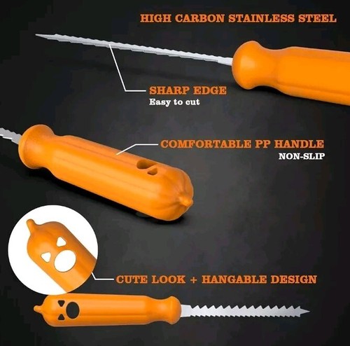Halloween Pumpkin Carving Set 10Pcs Stainless Steel with Bag and Stencil Kit - Picture 7 of 11