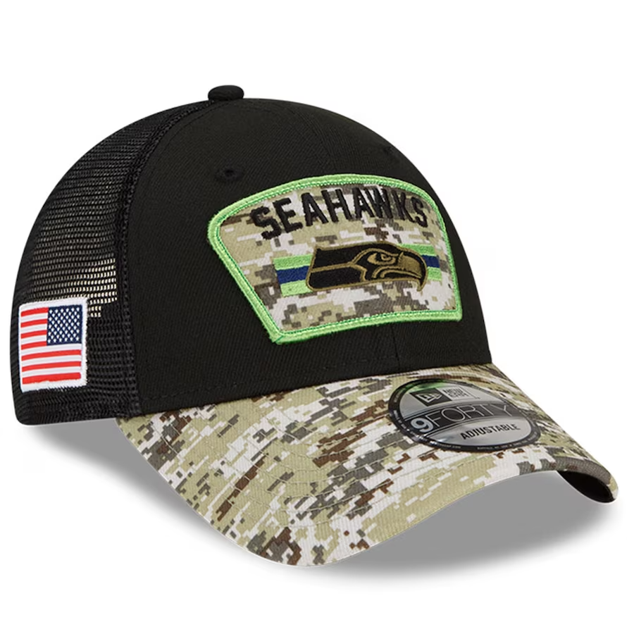 Seattle Seahawks New Era Salute To Service Trucker 9FORTY Snapback