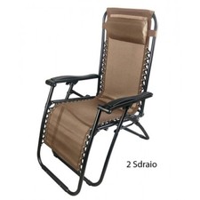 2 Sdraio Marrone Basculante Reclinabile da Giardino Esterno Poltrona Poggiapiedi