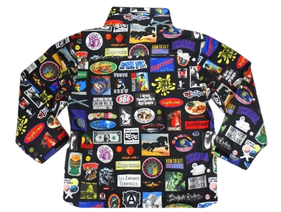 Supreme Gore Tex Stickers Shell Jacket Mens XL Black Hood