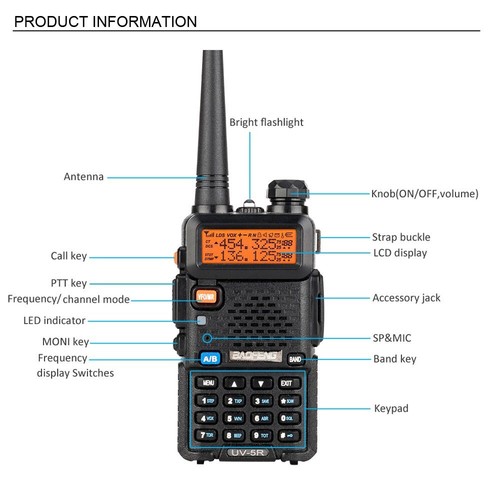 Radio Walkie Talkie Baofeng UV-5R VHF UHF Doble Banda FM Ham 5W Portátil Bidireccional - Imagen 2 de 11