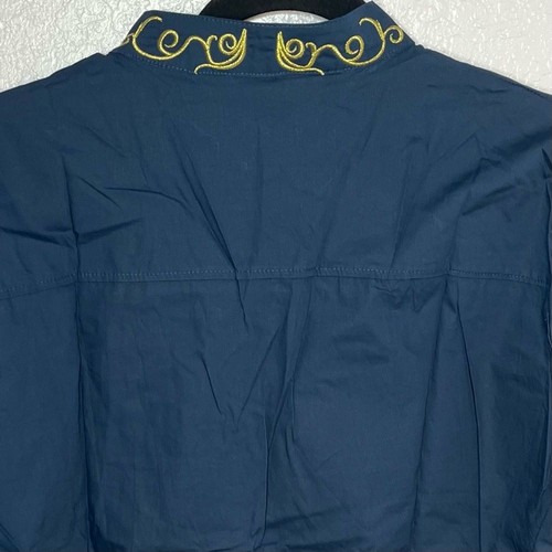 Daupanzees Men’s Embroidered Navy and Gold Long Sleeve Western Shirt Size M New! - Picture 4 of 12