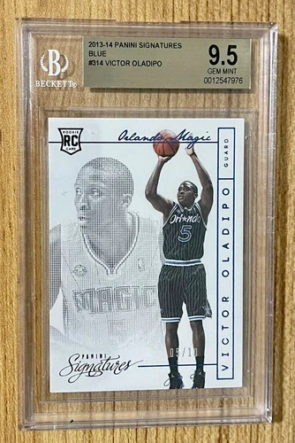 2013-14 PANINI SIGNATURES VICTOR OLADIPO BLUE ROOKIE JERSEY# POPULATION 1 #5/10!