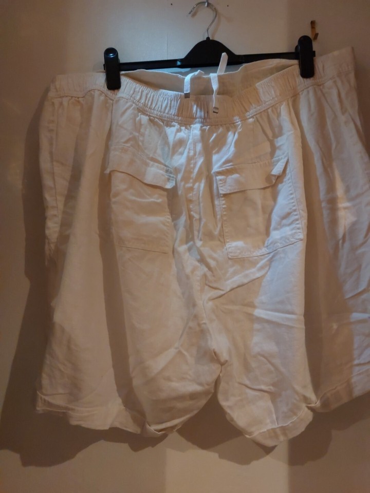 Evans. White/cream Linen Blend Shorts. Size 28 eBay
