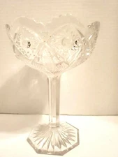 American Brilliant Cut Glass Tall Compote 8" Candy Dish