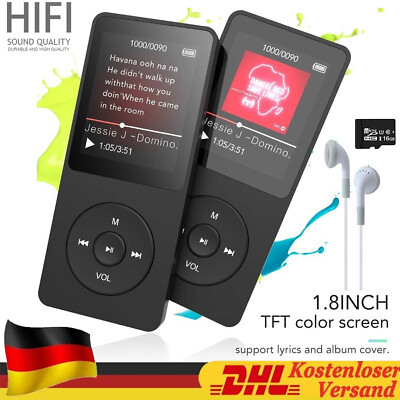 Bluetooth MP3 Player MP4 Musik Spieler 16GB Tragbarer Media FM Radio Audio Neu.