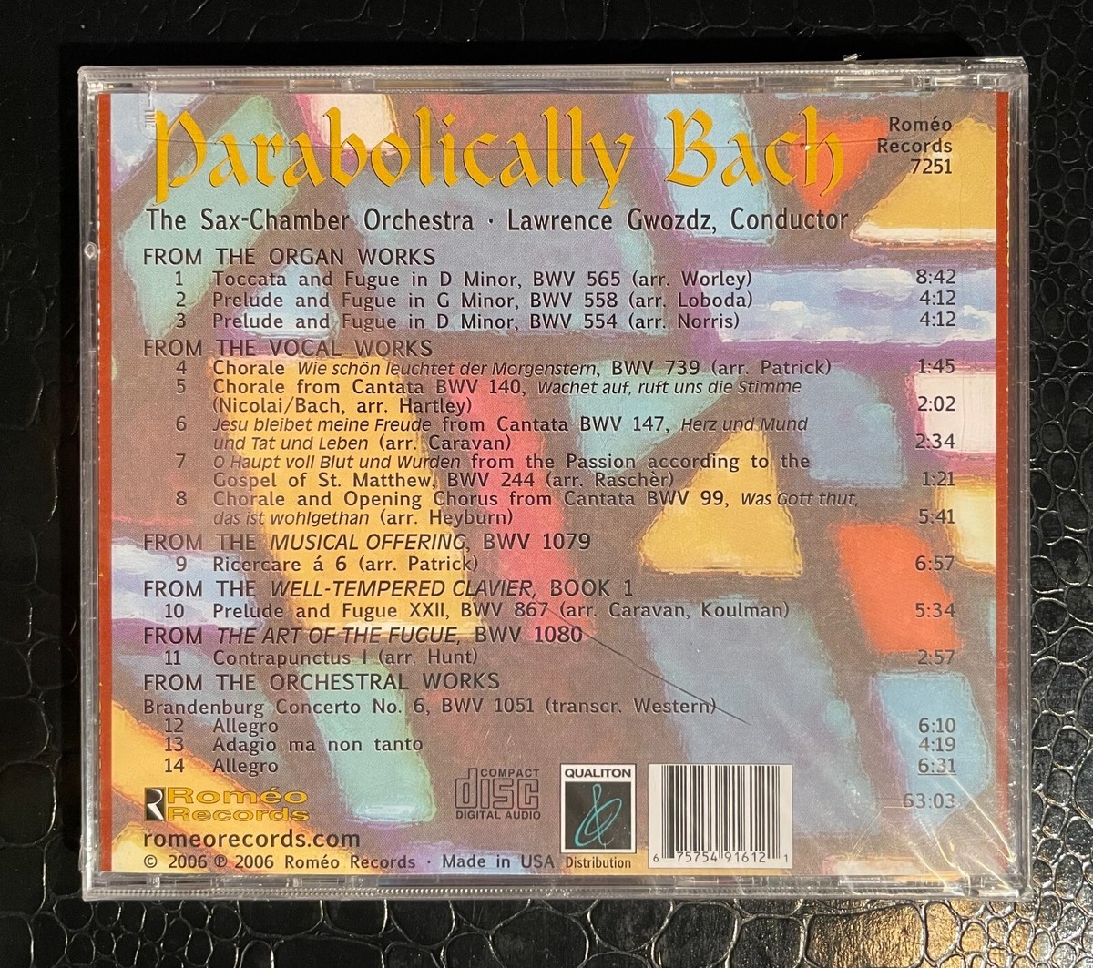 PARABOLICALLY BACH Lawrence Gwozdz SAX-CHAMBER ORCHESTRA Baroque
