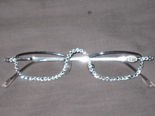 Made with Swarovski Crystal Jeweled Reading Glasses +1.00 Oval Bling Frames NEW! - Picture 5 of 13