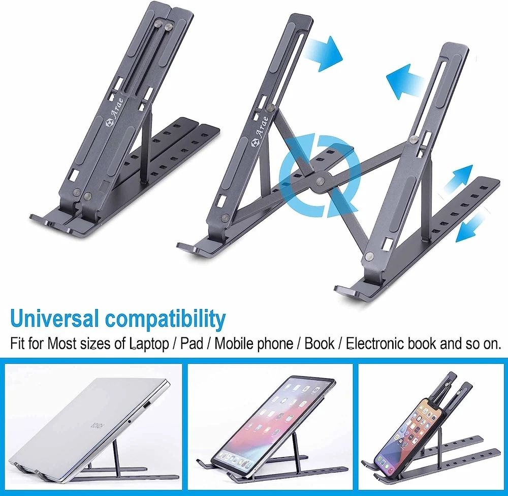 Adjustable Aluminum Laptop Stand Portable Foldable Ergonomic Desk Holder