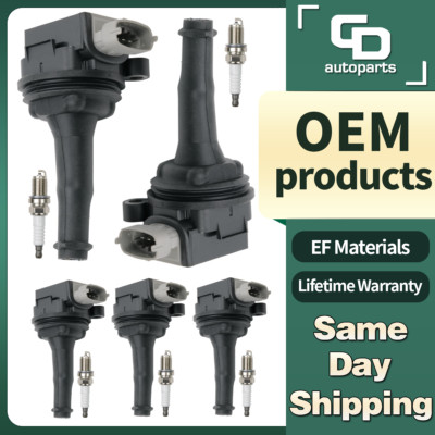 UF517 5 Ignition Coil + 5 Spark Plug for 2.4/2.5L Volvo C70 S40 S80 V60 V70 XC60