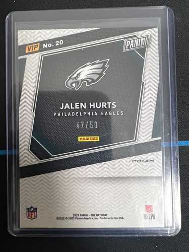 2023 Panini National VIP Jalen Hurts #20 - SP Gold Pack Purple Ice #/50 Eagles - Picture 2 of 2