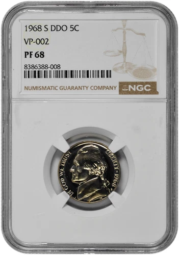 1968 S 5C Proof Jefferson Nickel NGC PF 68 DDO VP-002