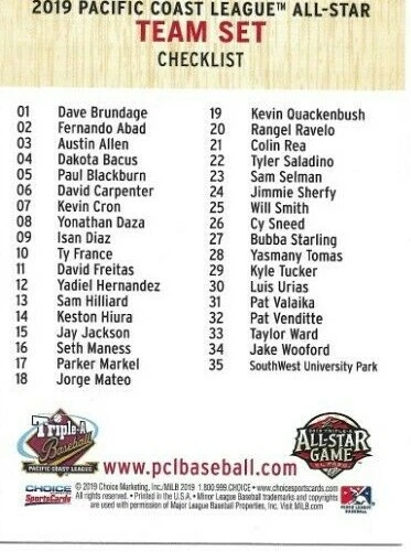 2019 Pacific Coast League All-Stars (Pick Your Cards) - Image 2 of 2