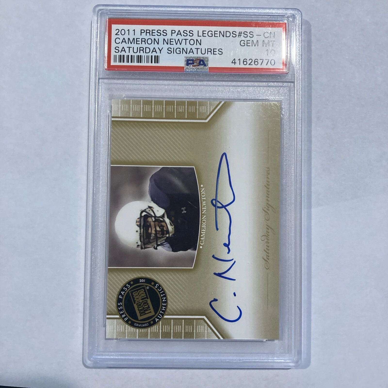 Cam Newton Press Pass Legends Saturday Signatures #SSCN Base