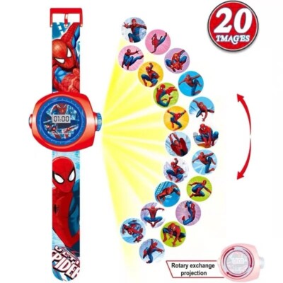 Spiderman Kids LED  Watch Digital Marvel Wristwatch   3D Projection Electronic