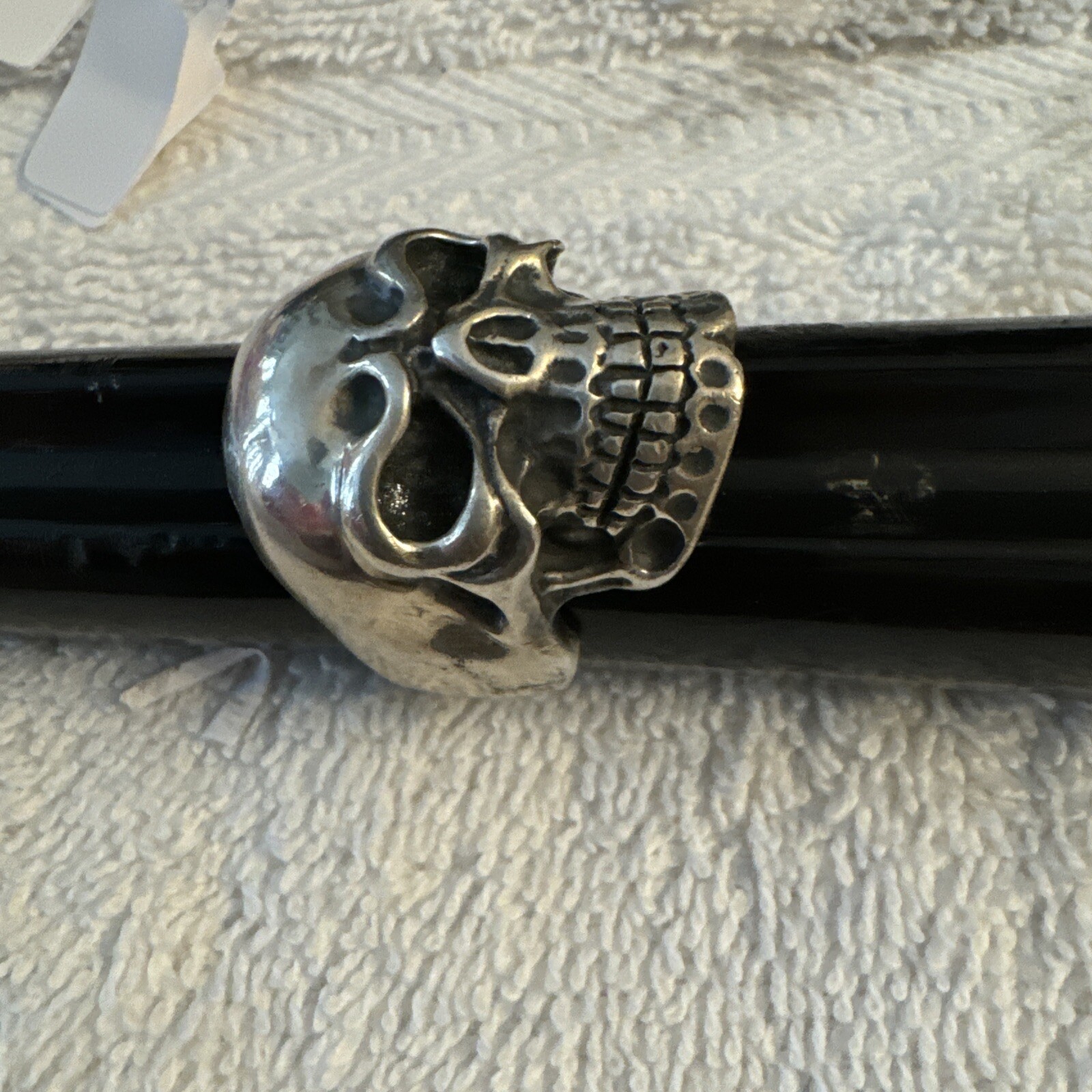 Solid Sterling Silver Skull Ring (lSIZE 12) Rock … - image 3