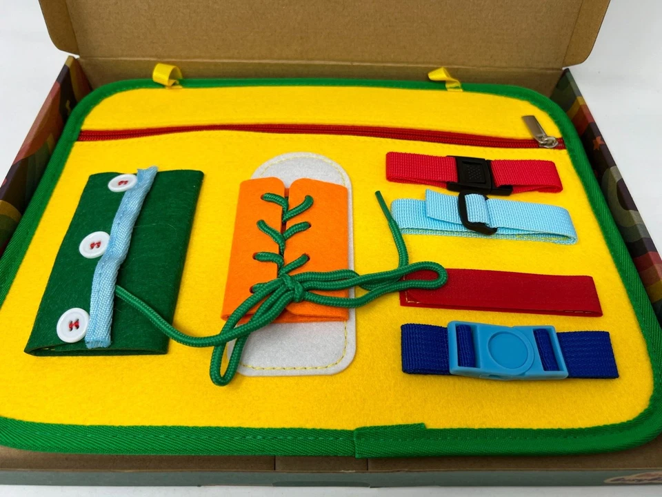 Busy Board  Learn to Zip, Snap, Tie Shoe Laces and Buckle - Image 2 of 2