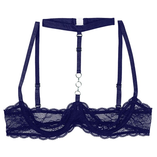 Reggiseno donna sexy coppa aperta ferretto pizzo floreale patchwork push up lingerie - Foto 98 di 108