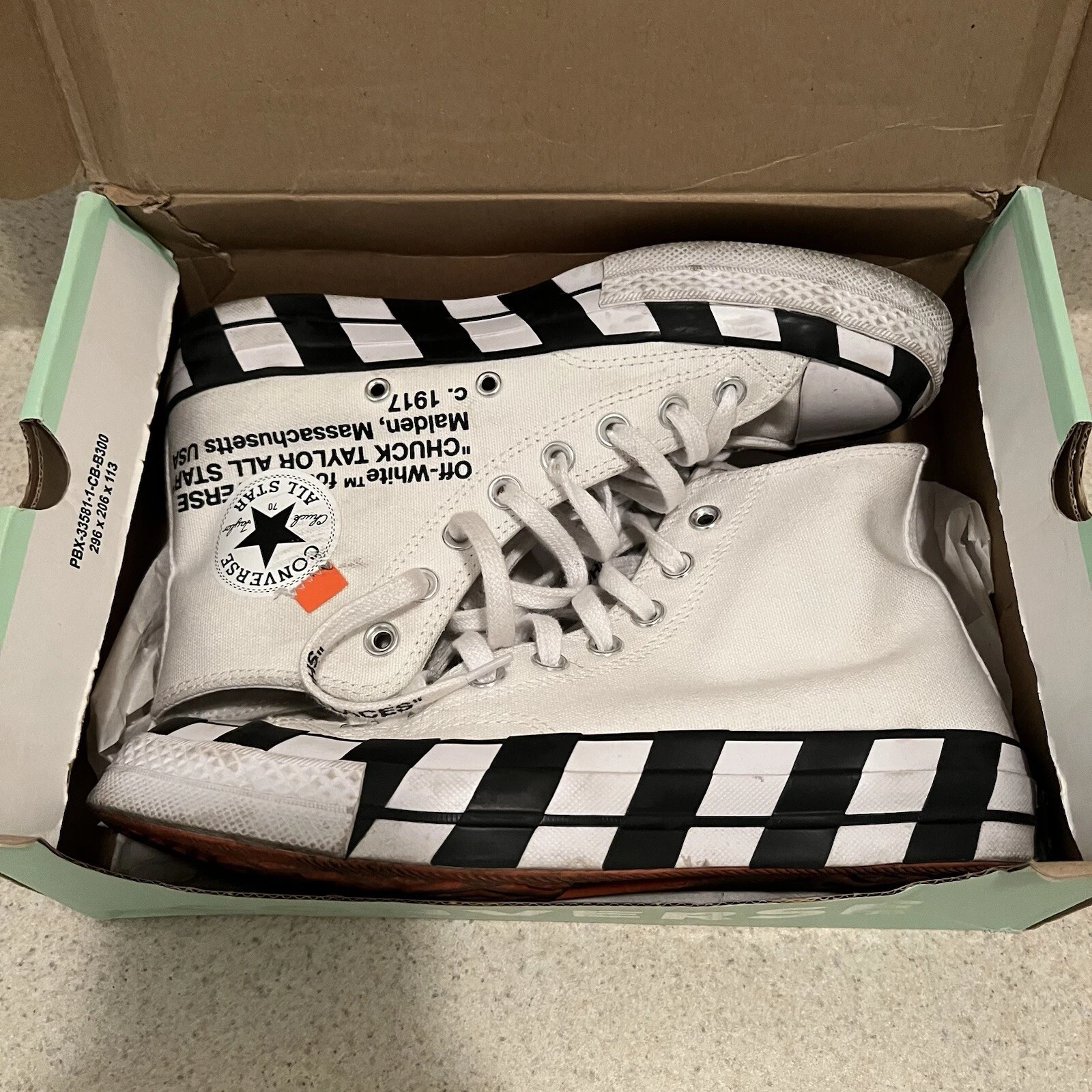 Taglia 6 5 Converse Off White x Chuck 70 bianche autentiche con scatola originale