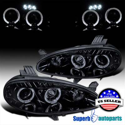 Fits 2001-05 Mazda Miata MX5 Halo Projector Headlight LED Bar Glossy Black Smoke
